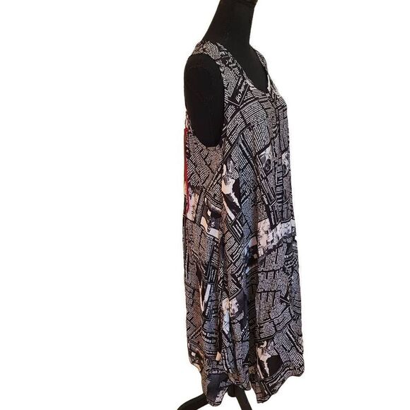 Moonlight Y & S Fashion Design Newsprint Flowing Midi Dress - Picture 3 of 10